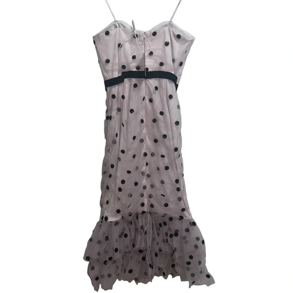 NEW NWT Marchesa Notte Strapless Sequin Polka Dot Tulle Dress